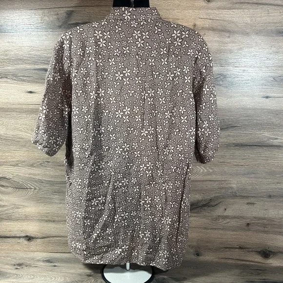 Ermenegildo Zegna Shirt Mens 2XL Brown Floral Print Button Up Collar - Picture 4 of 6